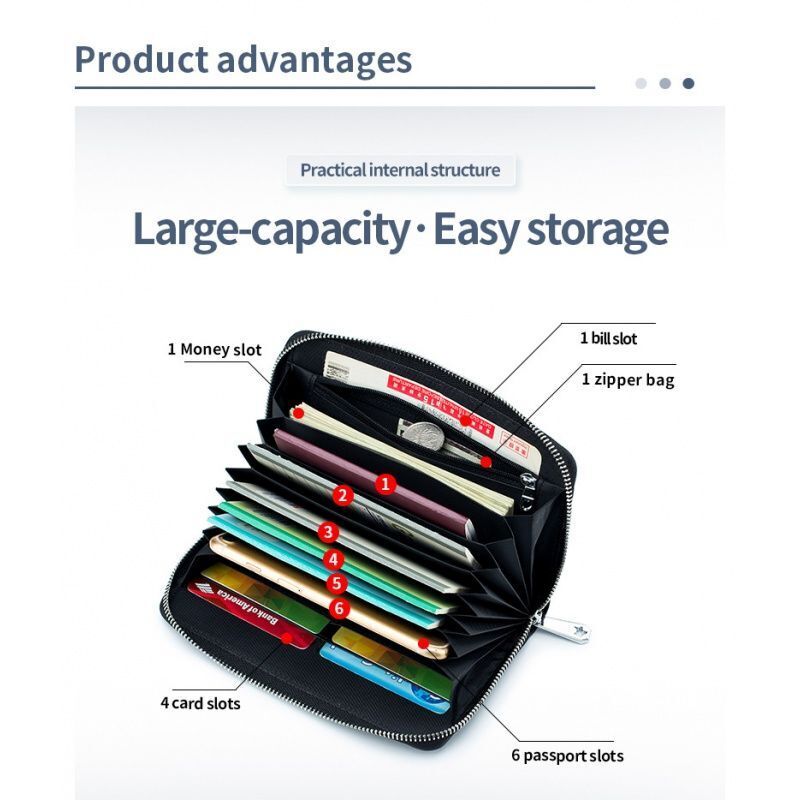 Passport Passbook Bag Rfid Genuine Leather Hand Bags Long Wallet 12*3*20 CM 1PC