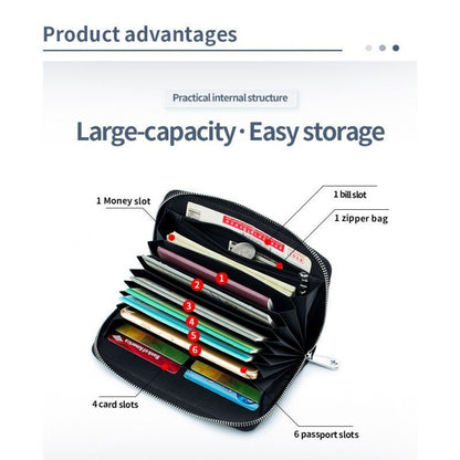 Passport Passbook Bag Rfid Genuine Leather Hand Bags Long Wallet 12*3*20 CM 1PC