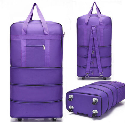 Large Capacity Foldable Luggage Trolley Bags Oxford Expendable Wheel Travel Bags
