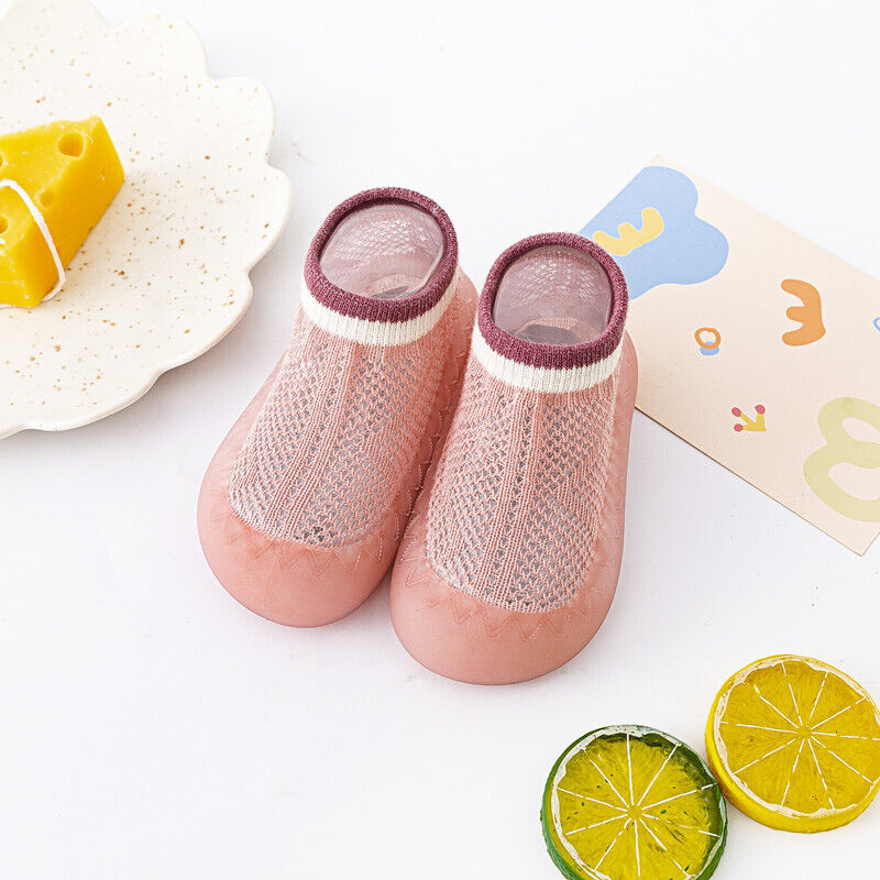 Baby Infant Mesh Toddler Breathable Knit Socks Slipper Rubber Sole Floor Shoes