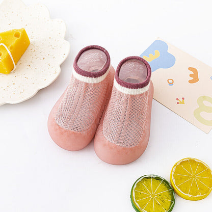 Baby Infant Mesh Toddler Breathable Knit Socks Slipper Rubber Sole Floor Shoes
