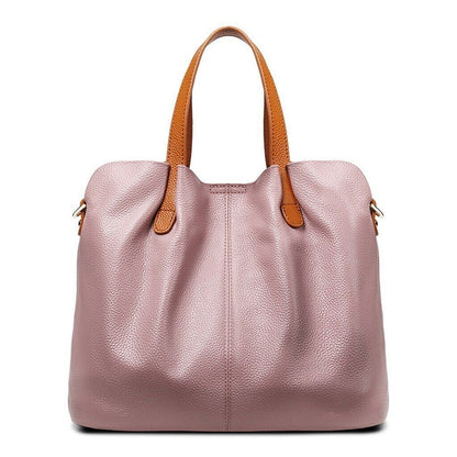 Genuine Leather Women Handbags Blue Cowhide Soft Female Shoulder Bag