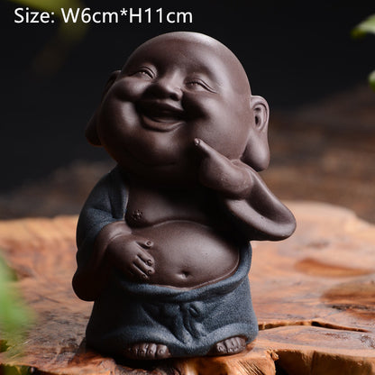 Chinese Handmade Tea Pet Statue Historical Figurine Monk Tea Play Yixing Zisha