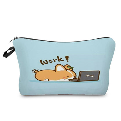 Cute Printed Cosmetic Bags Travel Storage Pouch Reusable Makeup Purse Polyester