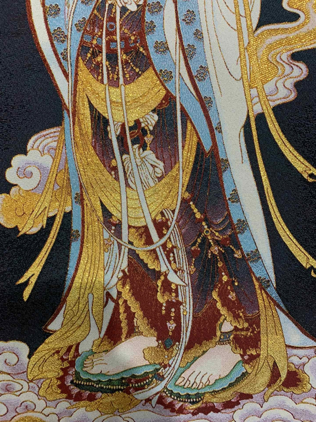 36" China Cloth Silk Guanyin Bodhisattva Mural Wall Hanging Tapestry Meditation