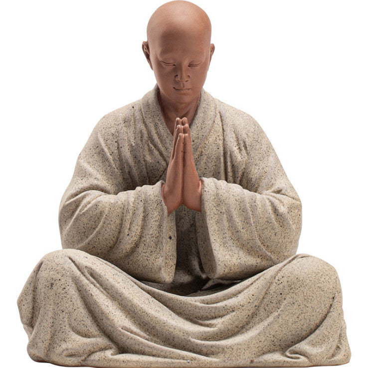 Handmade Tea Pet Home Ornaments Monk Statue Safety Good Luck Tea Tray Decoration