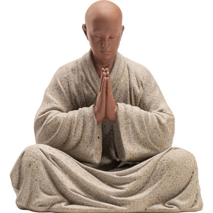 Handmade Tea Pet Home Ornaments Monk Statue Safety Good Luck Tea Tray Decoration