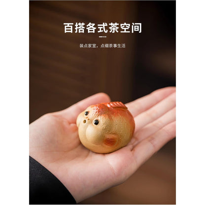 Goldfish Tea Pet Ornament 4cm 1.6in Teapot Cover Holder Kungfu Tea Ceremony