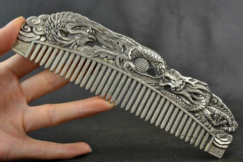 Chinese Old Decoration Collectibles Handwork Carving Dragon Comb