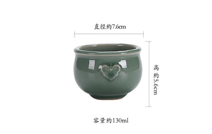 Celadon Ruyi Cup Handmade Relief Ceramic Tea Cup Tea Cup Kung Fu Tea Cup