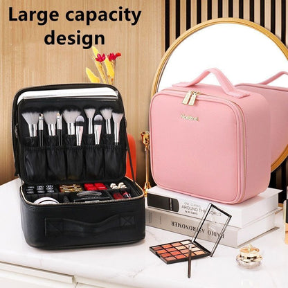 Smart LED Cosmetic Case Mirror Bag Large Fashion Storage Bag Travel Makeup Purse