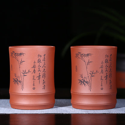 Big Tea Cup Authentic Yixing Zisha Teacup Brush Pot Pen Container Pencil Vase