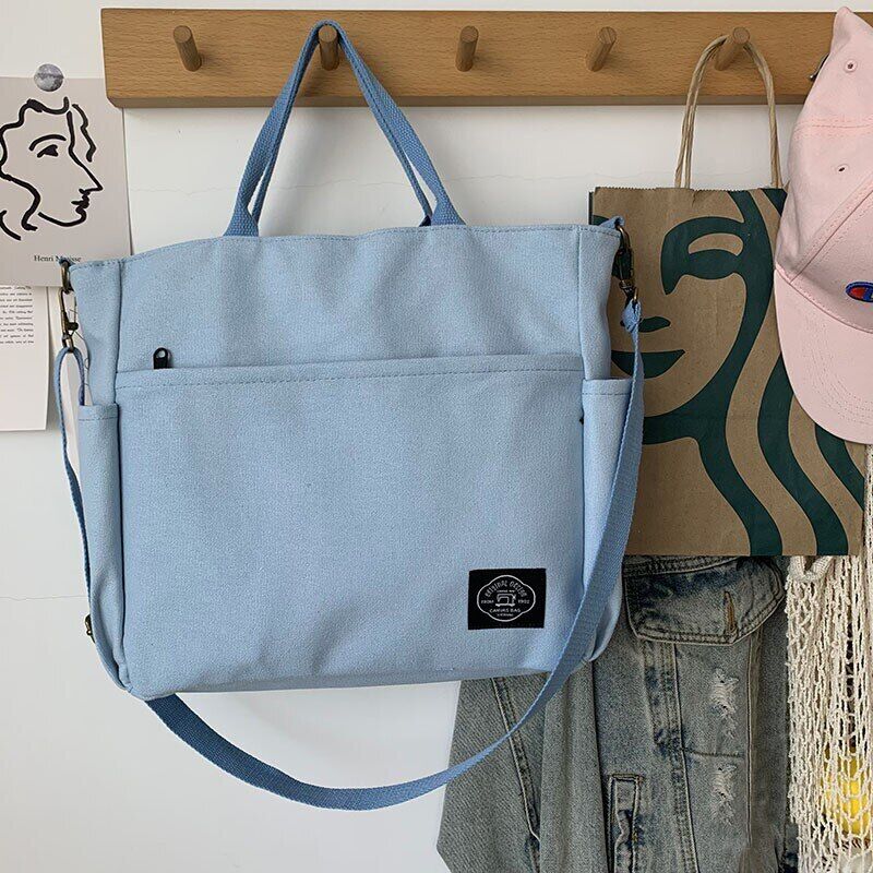 Women's Bags Cotton Canvas Shoulder Bag Crossbody Handbag Zipper Tote Pocket