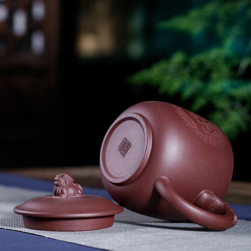 True Yixing Zisha Office Cup Marked Infuser Cup Mat Lid Handmade Tea Cup 430ml