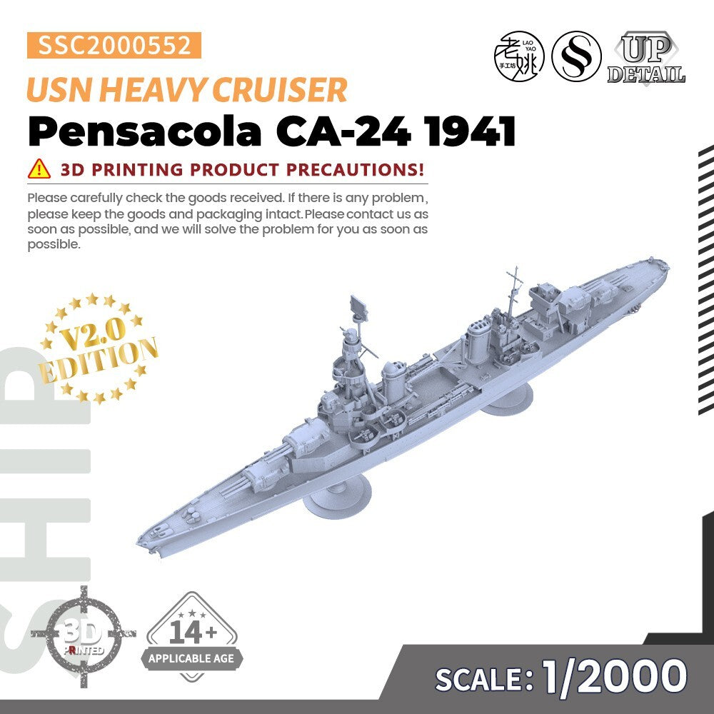 SSC2000552 1/2000 Military Model Kit USS Pensacola CA-24 Heavy Cruiser 1941