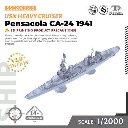 SSC2000552 1/2000 Military Model Kit USS Pensacola CA-24 Heavy Cruiser 1941