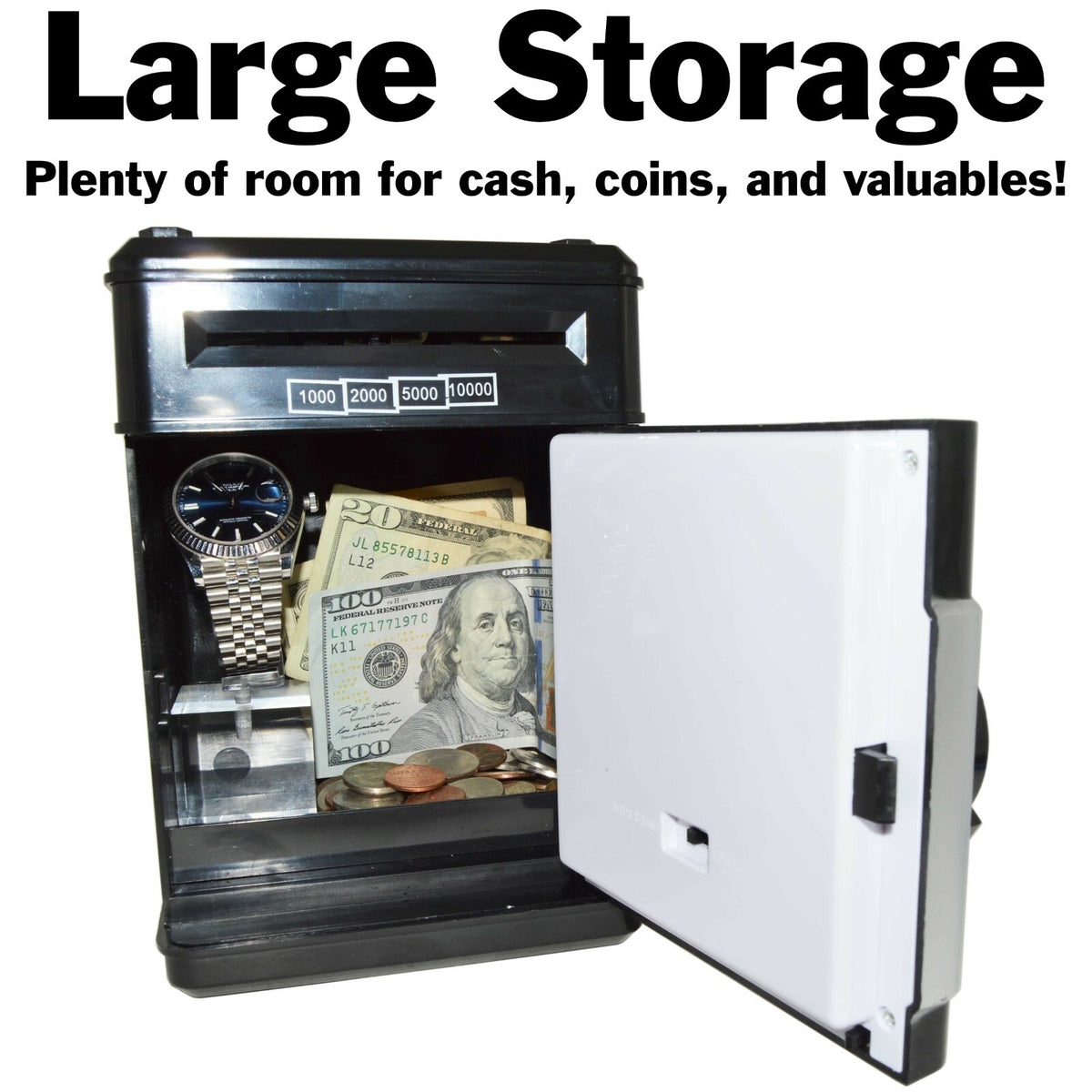 Cash Vault for Kids - Password Protect Your Bills and Coins - Musical Bank Safe