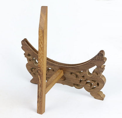 Wenge Wood Wooden Plate Easel Display Holder Stand Round Disk Award Rack