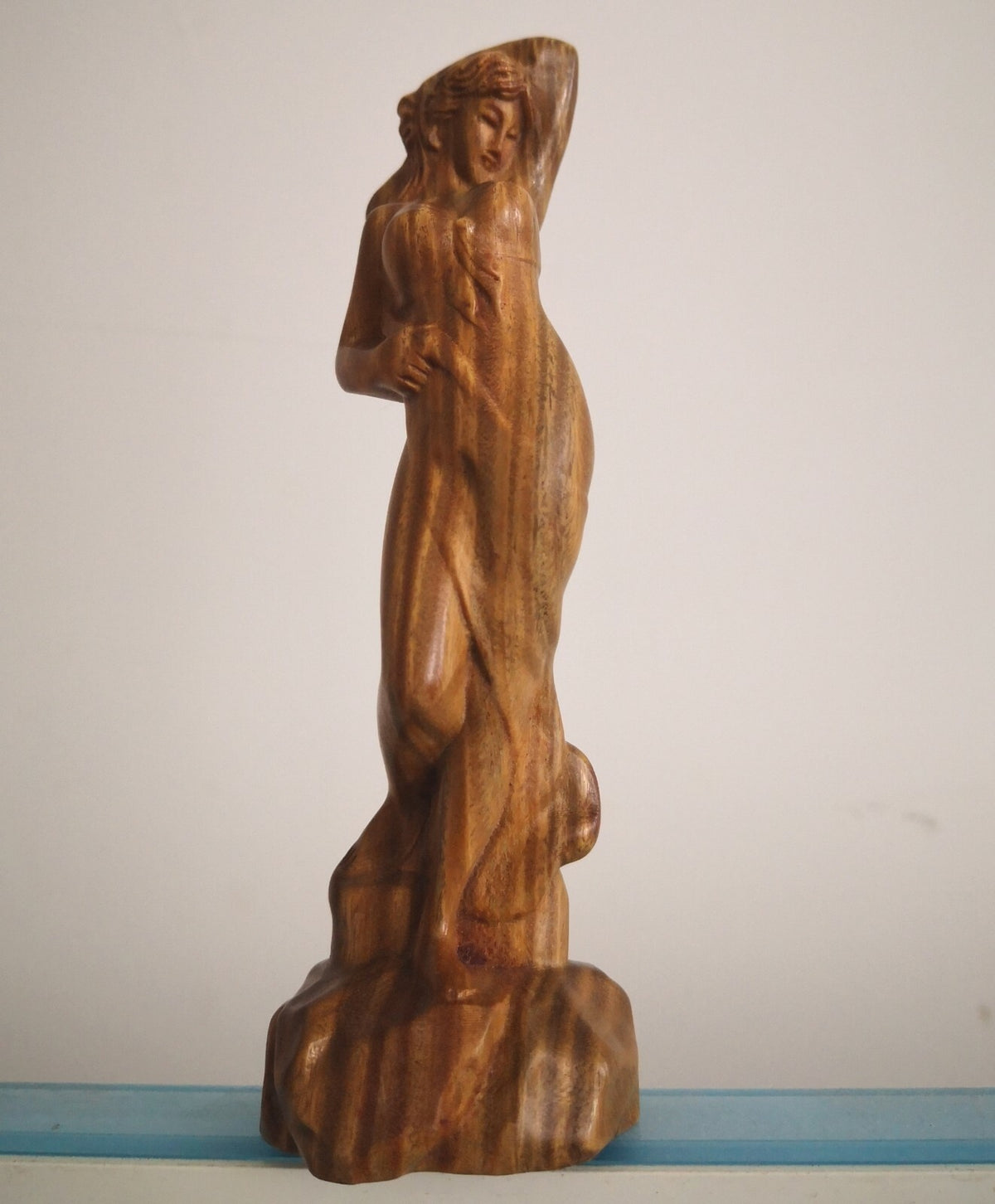 Natural Sandalwood Carved Slim Girl Statue Wood Figure Art Model Sculpture Decor