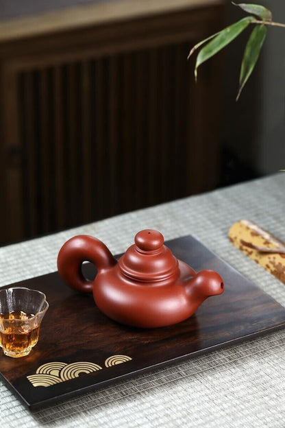 260cc中国宜兴手工紫沙胡大红宝粘土松鼠功夫茶壶-