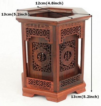 Chinese Rosewood Carved Pen Holder Pencil Study Desk Organizer Statue Decor Gift