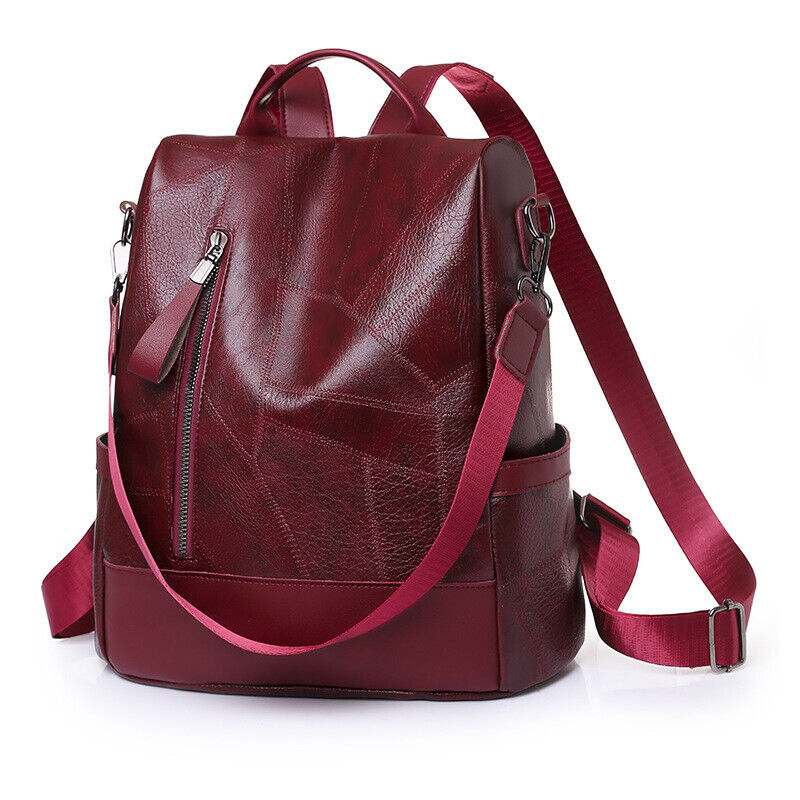 Women's Ladies Leather Backpack Anti-theft Rucksack Girl's Travel Shoulder Bag
