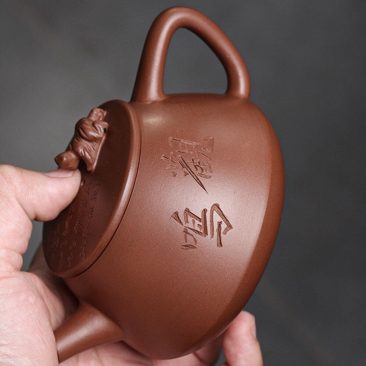 Hand Carved Tea Pot 9 Infuser Holes Original Ore Purple Grit Pot Handmade 240ml