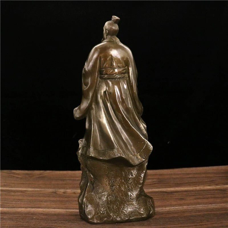 12" Brass Sun Tzu Statue Chinese Art of War Author Strategist Decor