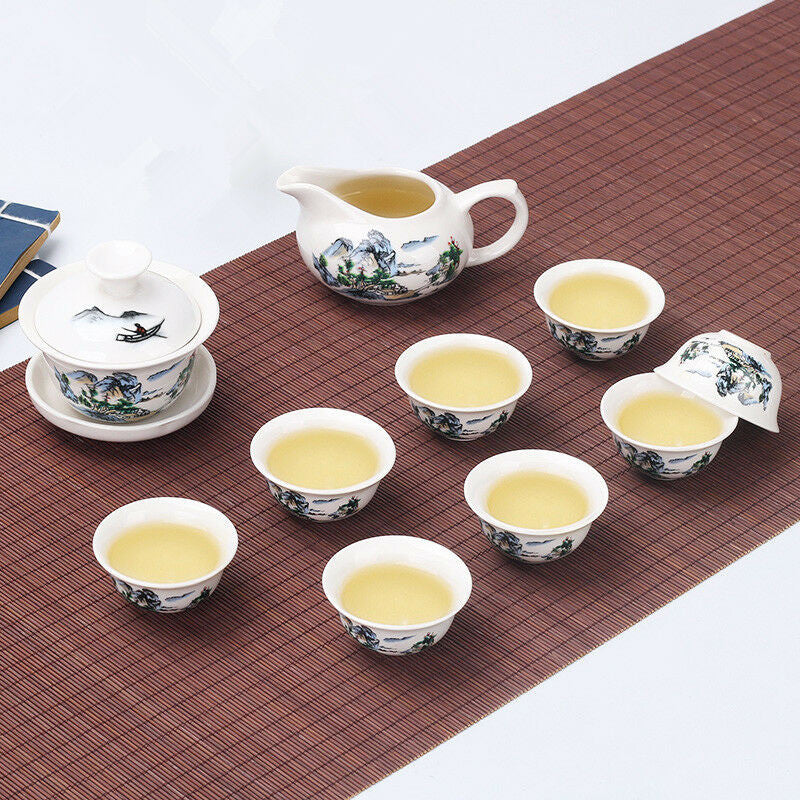 Chinese Ceramic Tea Set Kung Fu Tea Ceremony Gaiwan Tea Cup Set