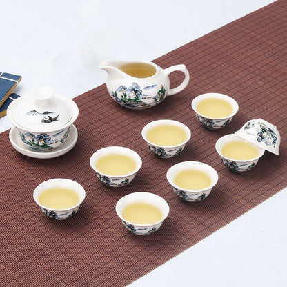 Chinese Ceramic Tea Set Kung Fu Tea Ceremony Gaiwan Tea Cup Set