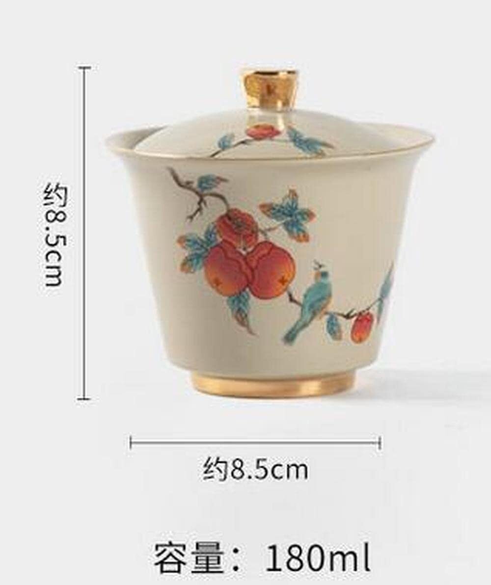 180ml Ceramic Persimmon Pattern Gaiwan Kung Fu Tea Set Tureen Bowl Tea Ceremony
