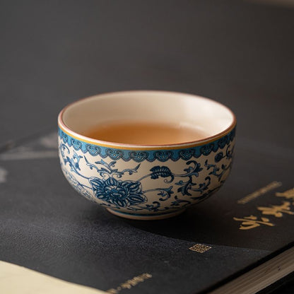 1pc Blue and White Ru Kiln Master Cup Retro Tea Cup Household Single Cup
