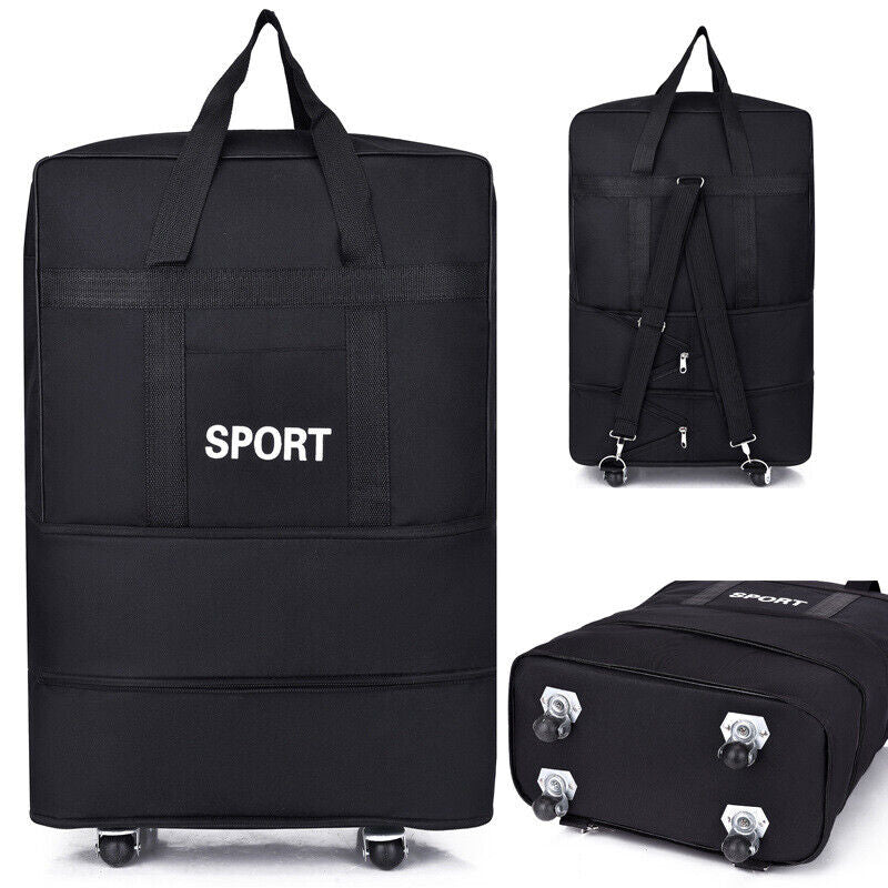 Large Capacity Foldable Luggage Trolley Bags Oxford Expendable Wheel Travel Bags