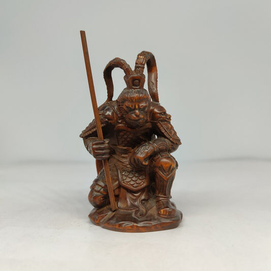 vintage Monkey King statue room decor sculpture wood carving carved child gift