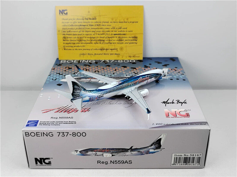NG Models 1:400 Alaska Airlines for Boeing B737-800/w N559AS Wild Alaska Seafood