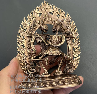 4.7'' Brass Tibet Chitipati Shri Shmashana Adhipati Protector Statue Temple Lord