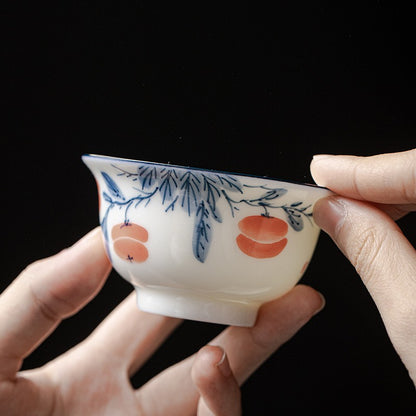 Hand Drawn Sheep Fat Jade Porcelain Tea Cup Tea Making Blue and White Tea Set
