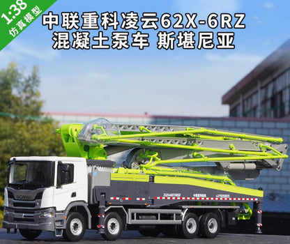 1:38 ZOOMLION 62X-6RZ Concrete Pump Truck Construction Machine Diecast Model