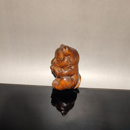 Chinese Boxwood Wooden Statue Statuette Animal cute Tiger home decor sculpture