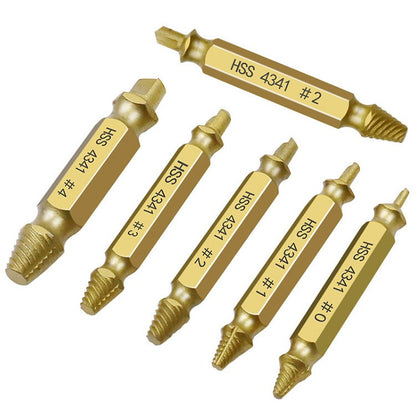 6Pcs Damaged Screw Extractor Drill Bit Stripped Broken Screw Bolt Remover Tool