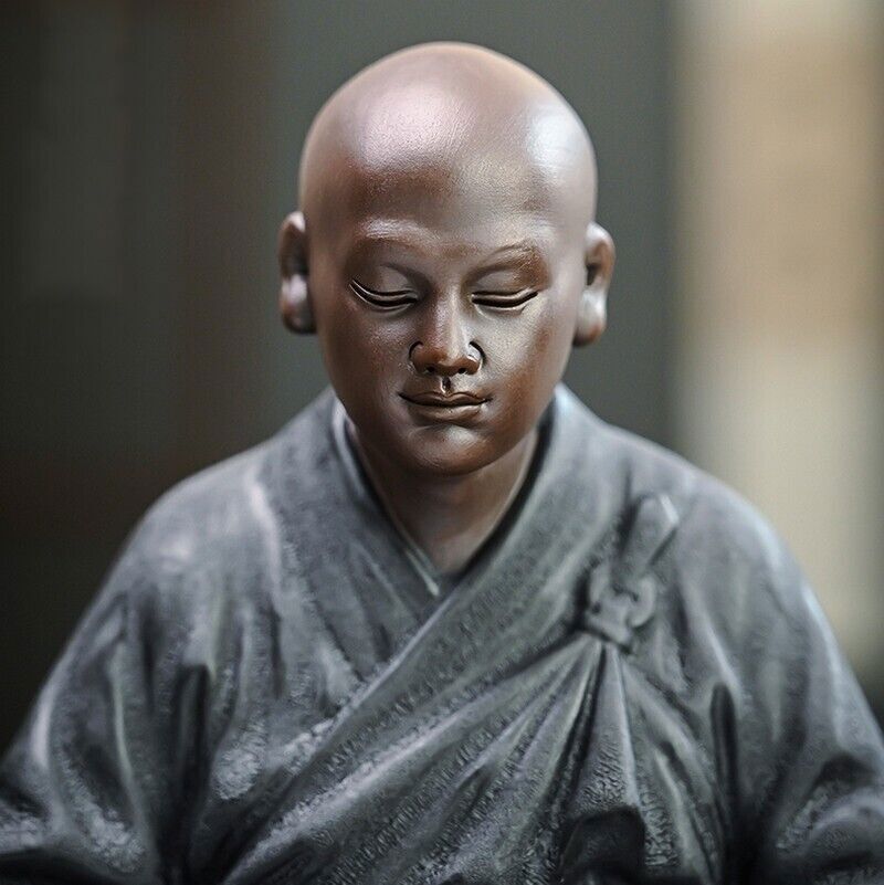 Chinese Porcelain Meditation Seating Monk Statue Buddhism Zen Figure Decor