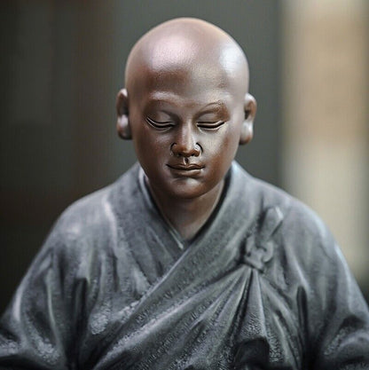 Chinese Porcelain Meditation Seating Monk Statue Buddhism Zen Figure Decor