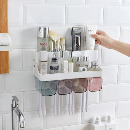 Toothbrush Holder and Toothpaste Dispenser Set - Multi-Functional