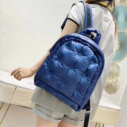 Backpack Fashion Feather Down Shoulder Bags Large Capacity School Bag 30*12*33CM