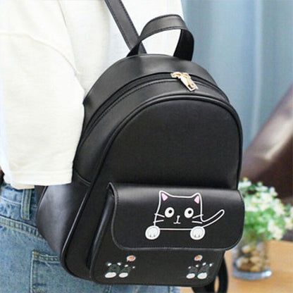 Small Black Backpack Traveling Backpack Women Synthetic Leather Shoulder Bag 1PC