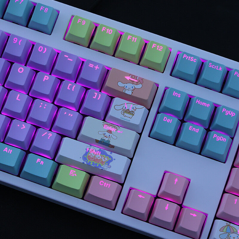 New Cute Cinnamoroll Theme PBT Translucent Keycaps 108 OEM Height for Mechanica