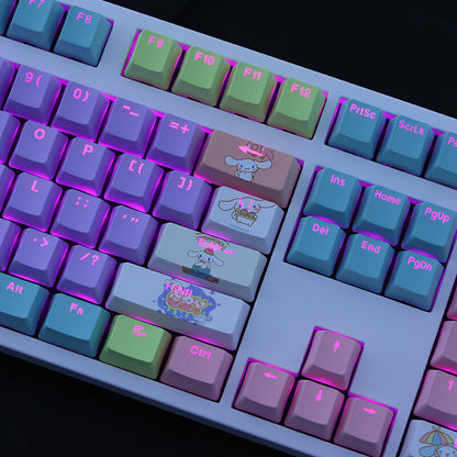 New Cute Cinnamoroll Theme PBT Translucent Keycaps 108 OEM Height for Mechanica