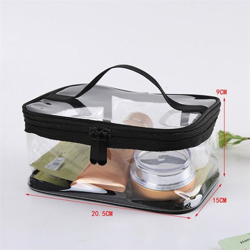 1pc Traveling PVC Cosmetic Bags Transparent Clear Makeup Bags Tote Handbags Case