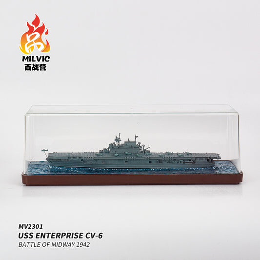 1:700 MILVIC USS ENTERPRISE CV-6 BATTLE OF MIDWAY 1942 Warship Diecast Model