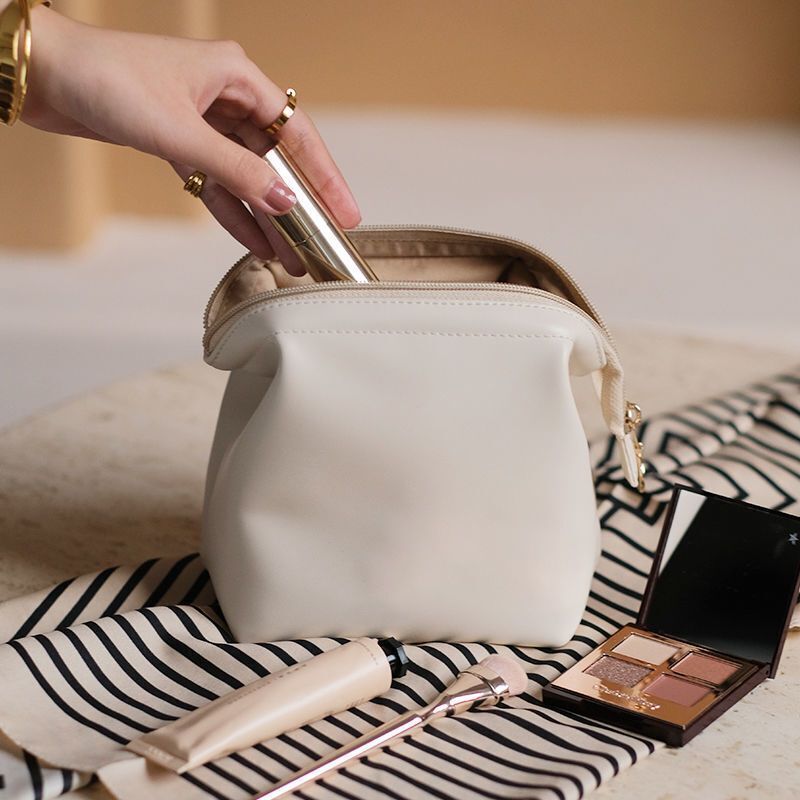 Makeup Bags Synthetic Leather Waterproof Cosmetic Traveling Storage Purse Pink